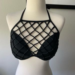 Black net bikini top